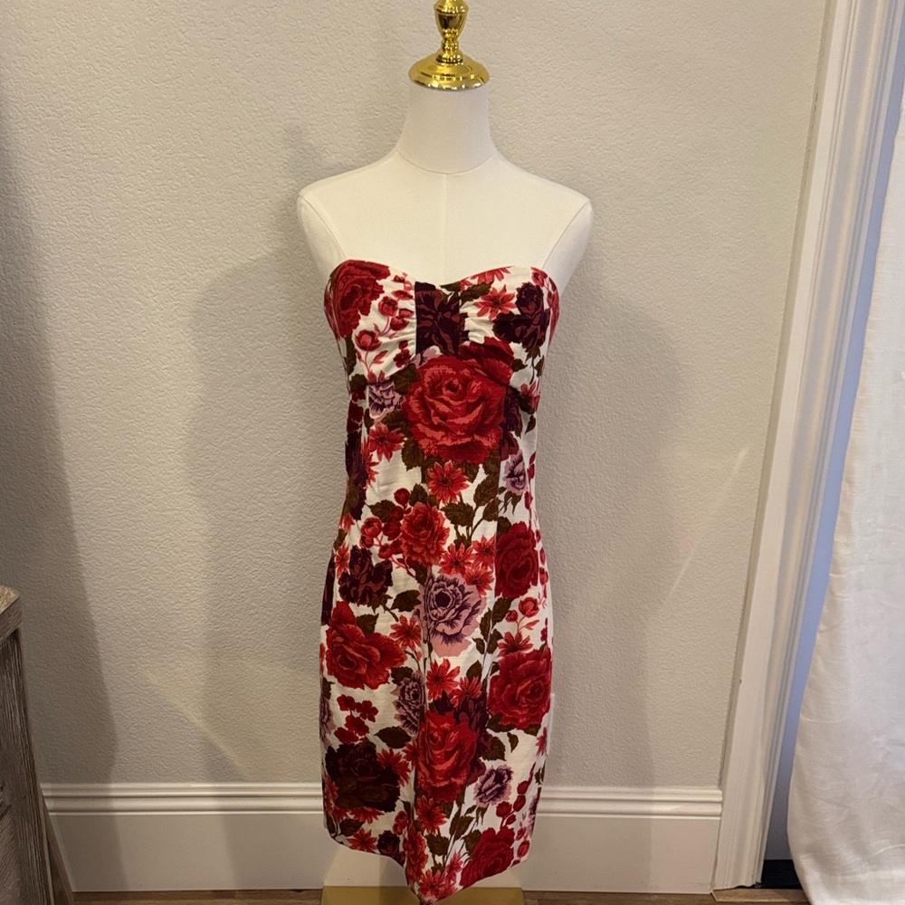 Tracy Reese Red and White Strapless Dress
